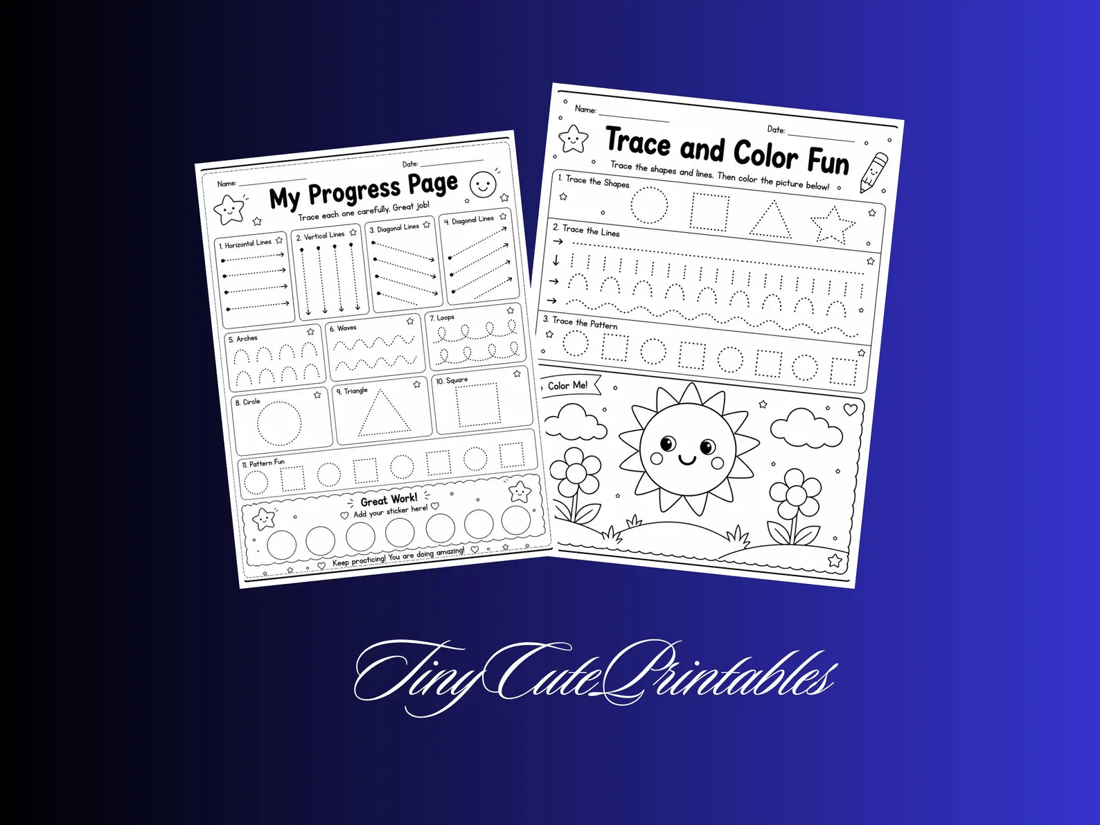 CuteLearner printable Tracing Lines Worksheets Bundle, Preschool Printable PDF, Kindergarten Curriculum Learning, Pre Handwriting, Digital Download — Tracing Wo — preview 3